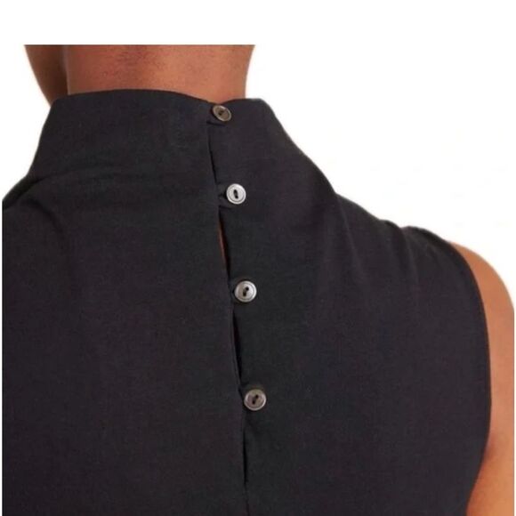 Velvet by Graham & Spencer Black Mock Neck Midi Dress, Anthropologie 100% Cotton - Picture 3 of 12